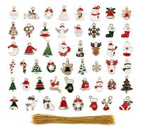 Belle Vous Pack de 50 Figuras Navidad Pequeñas para Colgar en el Árbol - Mini Decoracion Navidad de Aleación - Manualidad y Decorar - Incluye Papá Noel, Muñeco de Nieve, Copo de Nieve, Campana y Más