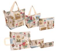 BELLE VOUS (Pack de 6 Bolsas de Tela de Algodón con Cremallera y Diseño - Bolsas Multiusos para Organizar Cosméticos, Papelería - Estuche para Lápices, Neceser Pequeño, Maquillaje y Más