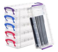 BELLE VOUS Pack de 6 Organizador Lapices de Plástico 20,5 x 9,5 x 4,2 cm - Cajas de Plastico Apilables de Colores Variados - Cajas Organizadoras para Pinceles, Suministros Escolares, Oficina