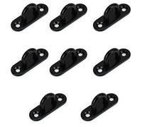 Belle Vous Pack de 8 Ganchos para Colgar M5 Negro Argollas de Acero Inoxidable - Resistente Anclaje Pared/Techo con Placa Rectangular de 50 x 15 mm - Capacidad de 40 kg