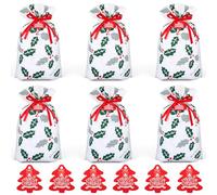 Belle Vous Pack de Bolsas para - 6x Bolsa con Cordon Medianas para Envolver Regalo Navideño Golosina Chuche Galleta o Detallito para Regalar