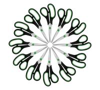 Belle Vous Pack de Tijeras para Adultos - 12x Tijera Negra y Verde para Zurdos y Diestros de Manualidades Costura Papeleria Carton Tela y Papel - para Oficina Colegio o Universidad