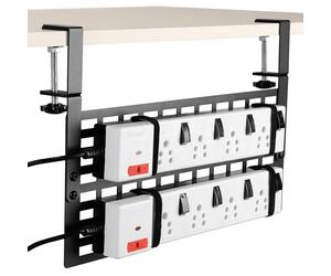 Belle Vous Panel Sujeta Cables de Escritorio - Organizador Portacables Negro - Soporte Bandeja Recoge Cables Bajo Mesa para Ordenar Regleta - Accesorios de Oficina