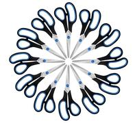 Belle Vous Paquete de 12 tijeras negras y azules para adultos, tijeras de manualidades/papelería, paquete múltiple para papel de regalo, cuchillas afiladas y resistentes para el hogar y la oficina
