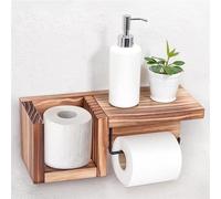 Belle Vous Portarrollos de Papel Higienico de Madera - Soporte Porta Rollos para Baño con Estante para Accesorios - Portarollos Colgador WC Rústico para Rollo de Papel Higiénico