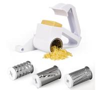 Belle Vous Rallador de Queso Manual - Cortador de Cocina con Manivela y 3x Tambores Ralladores de Verduras - Rayador Multifuncional para Quesos Verdura Zanahoria Tomate Calabacin