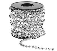 Belle Vous Rollo de Cuentas 5 mm Guirnalda de Navidad Cadena de Abalorios Plateada de Navidad 10 Metros Rollo de Bolas Decoración de Mesa y Árbol de Navidad, Joyas, Manualidades y Decorar Fiestas