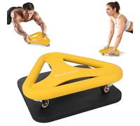 Belle Vous Rueda Abdominal de Entrenamiento - Rodillo de Ejercicio de Gym en Casa con Tapete de Apoyo - Maquina Tabla Amarilla de Gimnasio con Ruedas para Abdominales y Flexiones