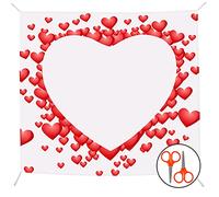 Belle Vous Sábana con Corazón para Recortar 2 x 1,8 m - Photocall Bodas para Los Novios - Sábana Fondo Fotografia Corazones Rojos con 2 Pares de Tijeras - Juego Pareja Entrada Novia y Novio Bodas