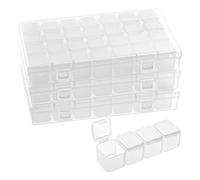 BELLE VOUS Set Caja para Abalorios de Plástico con 28 Contenedores Transparentes (Pack de 3) Envases para Cosmetica, Pintura de Puntos, Estuche Almacenaje Manualidades, Bordado, Joyas, Nail Art