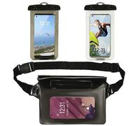 BELLE VOUS Set de 2 Bolsas Estancas Impermeable y 1 Riñonera Impermeable con Correas - Bolsa Impermeable Protección Universal para Móvil - Bolsa Usar Debajo del Agua, Nadar, Playa, Bote, Kayak, Pesca