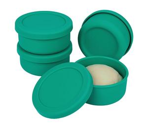 BELLE VOUS Set de Contenedores de Fermentacion - 4x Botes con Tapas para Bolas de Masa para Pizza - Recipientes de Silicona Apilables - Taper Caja Fermentadora para Pizzas