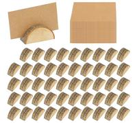 BELLE VOUS Set de Marcasitios para Fotos y Tarjetas - 50x Soporte Decoracion Peana Rústico en Forma de Troncos de Madera para Carteles y Numeros de Mesa - para Fiesta Boda Navidad