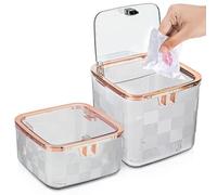 BELLE VOUS Set de Papeleras para Baño - 2x Mini Papelera de 1,4 y 2,2 L para Baño Cocina Habitacion u Oficina - Cubo de Basura de Escritorio Sobre Mesa con Tapa