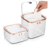 BELLE VOUS Set de Papeleras para Baño - 2x Mini Papelera de 1,4 y 2,2 L para Baño Cocina Habitacion u Oficina - Cubo de Basura Transparente de Escritorio Sobre Mesa con Tapa