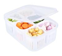 BELLE VOUS Set de recipientes de almacenamiento de alimentos para nevera con tapas - 6x Recipiente Pequeño y 1x Taper Grande - para Frutas Verduras y - Organizador para Almacenamiento Nevera