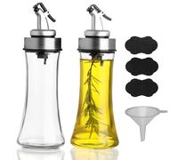 BELLE VOUS Set Dispensador de Aceite - 2x Botella Aceitera y Vinagrera Antigoteo 200 ml - Botellas de Cristal con Dosificador para Cocina - Aceiteras y Vinagreras de Mesa de Vidrio