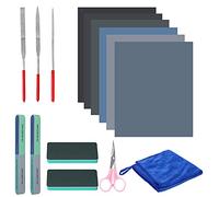 BELLE VOUS Set Herramientas para Lijar Resina (15 Piezas) Kit Herramientas Pulido con Limas, Lijas, Paño y Tijeras - Set para Hacer Joyas - Juego Pulir Resina para Manualidades, Decorar, Bisutería