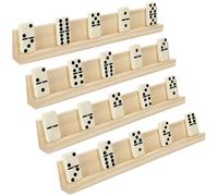 BELLE VOUS Soporte Fichas Domino (Pack de 4) 33,6 x 2,8 x 4,7 cm - Bandejas Profesional para Fichas de Dominó de Madera - Soporte Cartas Juego de Mesa, Piezas de Palabras, Tren Mexicano, Mahjong