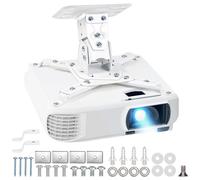Belle Vous Soporte Techo Proyector Universal Blanco - 23 a 35 cm - Capacidad de 8 kg - Soporte Proyector Pared o Techo - Aleación de Aluminio con Giro e Inclinación - Soporte con Brazos
