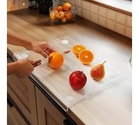 Belle Vous Tabla de Cortar Transparente con Borde - Protector de Encimera de Vidrio Acrílico Antideslizante de 33 x 42,5 cm - Tabla de Cocina Cubre Encimeras Profesional de Cristal