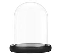 Belle Vous Tarro de campana de cristal con base negra, 19,5 cm, vitrina decorativa con bandeja de luces de hadas, centros de mesa y antigüedades