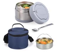 BELLE VOUS Termo Contenedor de Alimentos Solidos - Fiambrera Termica 700 ml con Cuchara y Bolsa - Taper para Comida Caliente Papillero Bebe - Mantiene la Temperatura por 6-8 Horas