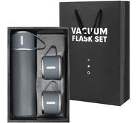 Belle Vous Termo Gris de 500 ml - Botella Termica de Doble Pared de Acero Inoxidable con Tapa y 2 Tazas de Café - para Mate Argentino Cafe Te Infusiones Agua Fria o Caliente