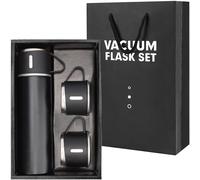 Belle Vous Termo Negro de 500 ml - Botella Termica de Doble Pared de Acero Inoxidable con Tapa Taza y 2x Vaso Extra - para Llevar Mate Argentino Cafe Te Agua Fría o Caliente