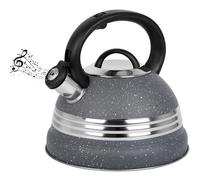 Belle Vous Tetera Gris 3L de Inducción con Silbato - Hervidor de Agua Silbante Vintage para Cocina de Gas o Induccion Vitroceramica Cocina o Camping - para Te Café e Infusiones