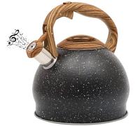 Belle Vous Tetera Negra 3L de Inducción con Silbato - Hervidor de Agua Silbante Vintage para Cocina de Gas o Induccion Vitroceramica Cocina o Camping - para Te Café e Infusiones