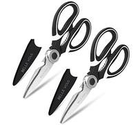 Belle Vous Tijeras de Cocina Resistente con Protector para las Hojas (Pack de 2) 21 cm de Largo - Tijeras Multiusos Acero Inoxidable para Cortar Pollo, Pescado, Carne, Hierbas, Vegetales, BBQ