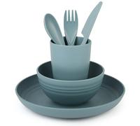 Belle Vous Vajilla camping - Set de picnic con platos camping - Set de platos,vasos y cubiertos de camping - Apto Para Microondas Y Lavavajillas - Menaje camping azul marino