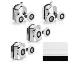 BELLE VOUSRueda Mampara Ducha - 4x Rodamientos Dobles para Mamparas de Ducha de 23 mm - Set de Recambio de Ruedas Mampara Corredera