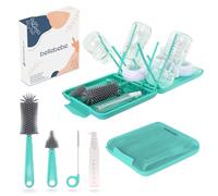 BELLEBEBE Set Escurre Biberones Con Limpia Biberones - 6 en 1 Kit Cepillo Con Escurre Plegable - Portátil - Transportable - Regalo Para Bebé - SIN BPA - Tiffany