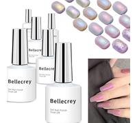 BELLECREY Aurora - Juego de esmaltes de uñas de gel con purpurina iridiscente, rosa, morado, holográfico, colores remojados, para arte de uñas, manicura, bricolaje, lámpara UV/LED, salón de belleza,