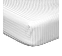 Belledorm - Sábana Bajera de satén de 540 Hilos con diseño a Rayas (Single) (Blanco)