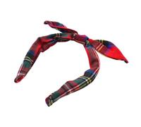 Bellefixe-Diadema con mini lazo de Navidad | Diadema para niñas y niños pequeños | Diadema de tela escocesa de tartán (especia canela)