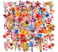 BelleFlair 100 piezas de adhesivos de flores, stickers impermeables para scrapbooking, accesorios de diario, set de stickers decorativos para portátil, botella de agua, planificador, manualidades