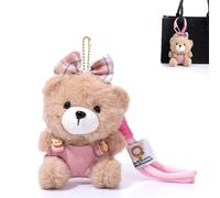 BelleFlair Dulce Llavero de Osito de Peluche, Colgante de Bolsa con Lazo, Pequeño Osito con Pantalones Rosa, Adorno para Bolsos como Regalo para Mochila, Bolso, Llaves