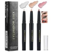 BelleFlair Juego de 3 Lápices de Sombra Ojos Rosa y Blanco, Delineador en Barra Resistente al Agua, Maquillaje en Barra Larga Duración con Brillo (Estilo C)