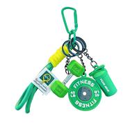 BelleFlair Llavero Fitness con mancuernas, pesas, accesorios de gimnasio bonitos para mujeres y hombres, accesorios para llaves de coche CrossFit (Green)