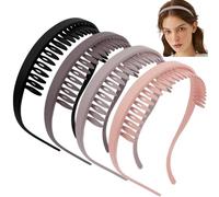BelleFlair Paquete de 4 diademas para mujer, diadema en diseño de gafas de sol, diadema antideslizante con dientes para usuarias de gafas, banda para la cabeza cómoda sin presión para mujeres