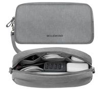 BELLEMOND Totono+」 Bolsa organizadora de cables | Estuche organizador de electrónica de viaje para cables y cargadores | Ranura oculta para AirTag y paso de cables | Diseñado en Japón | Gris carbón