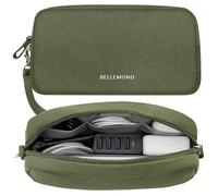 BELLEMOND Totono+」 Bolsa organizadora de cables | Estuche organizador de electrónica de viaje para cables y cargadores | Ranura oculta para AirTag y paso de cables | Diseñado en Japón | Verde bambú
