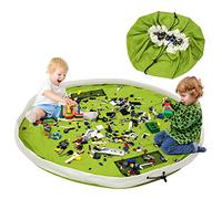 BelleStyle Bolsa de almacenamiento de juguetes y tapete de juego para niños, organizador de juguetes, lona de algodón, portátil, tamaño grande, fácil de ordenar, juguetes para niños para una limpieza