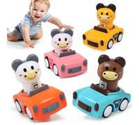 BelleStyle Coche Bebe Juguetes Niños 1 Año, 4 Piezas Press-and-Go Conjunto de Vehículos Juegos para Infantiles, Camiones de Juguete de Animales Regalos Cumpleaños Niños Niñas 1 2 3 Años