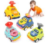 BelleStyle Coches Juguete para Bebes 1 Año, 4 Piezas Press-and-Go Conjunto de Vehículos para Niños Pequeños de 1 2 3 Años, Camiones De Juguete de Educación Regalos para 12 18 24 Meses Niños Niñas