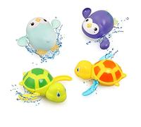Bellestyle Juguete Baño Bebe, 4 PCS Juguetes de Baño para Bebé, Juguetes Piscina Bebe, Juguetes Bañera Pingüino Tortuga, Juegos de Agua para Niños,Juguetes de Natación del Flotante para Niños