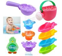 BelleStyle Juguetes Bañera Bebe, Juguetes Baño Niños 1 2 3 Año, Regadera Baño Bebe, Barcos para el Baño, Tazas Apilables de Animales, Juegos Educativos de Agua para Regalos Niños Niña 1 2 3 Año